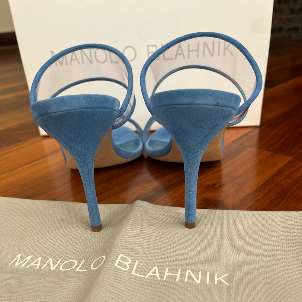 Manolo Blahnik Invymu 90 Vinyl & Suede Sandal, NEW - Picture 12 of 14
